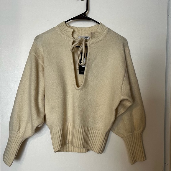 NWT! Fashion Nova Ivory Sweater w/Bubble Sleeves - Picture 5 of 7